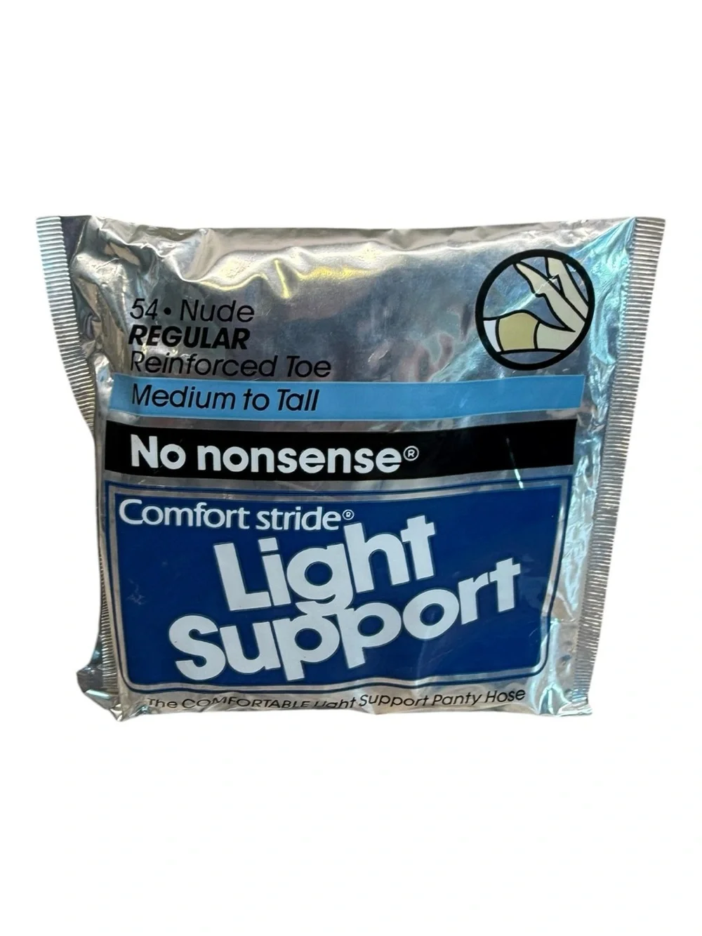1986 No Nonsense Light Support Pantyhose Medium To Tall B Reinforced Toe 54 Nude